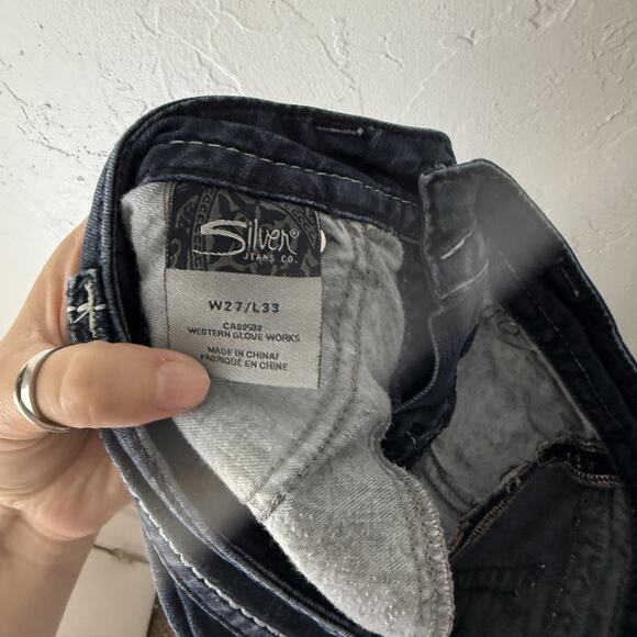 Silver Jeans Suki Super Skinny Jeans Womens 27x33 Dark Wash Stretch Embroidered - Picture 11 of 11